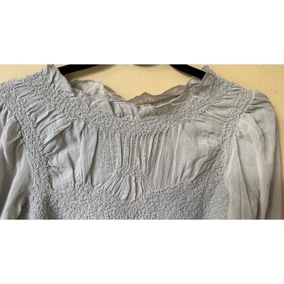 ANTHROPOLOGIE Women's Balloon-Sleeve Peplum‎ Top Sz S Regency Bridgerton Inspo - Picture 3 of 16